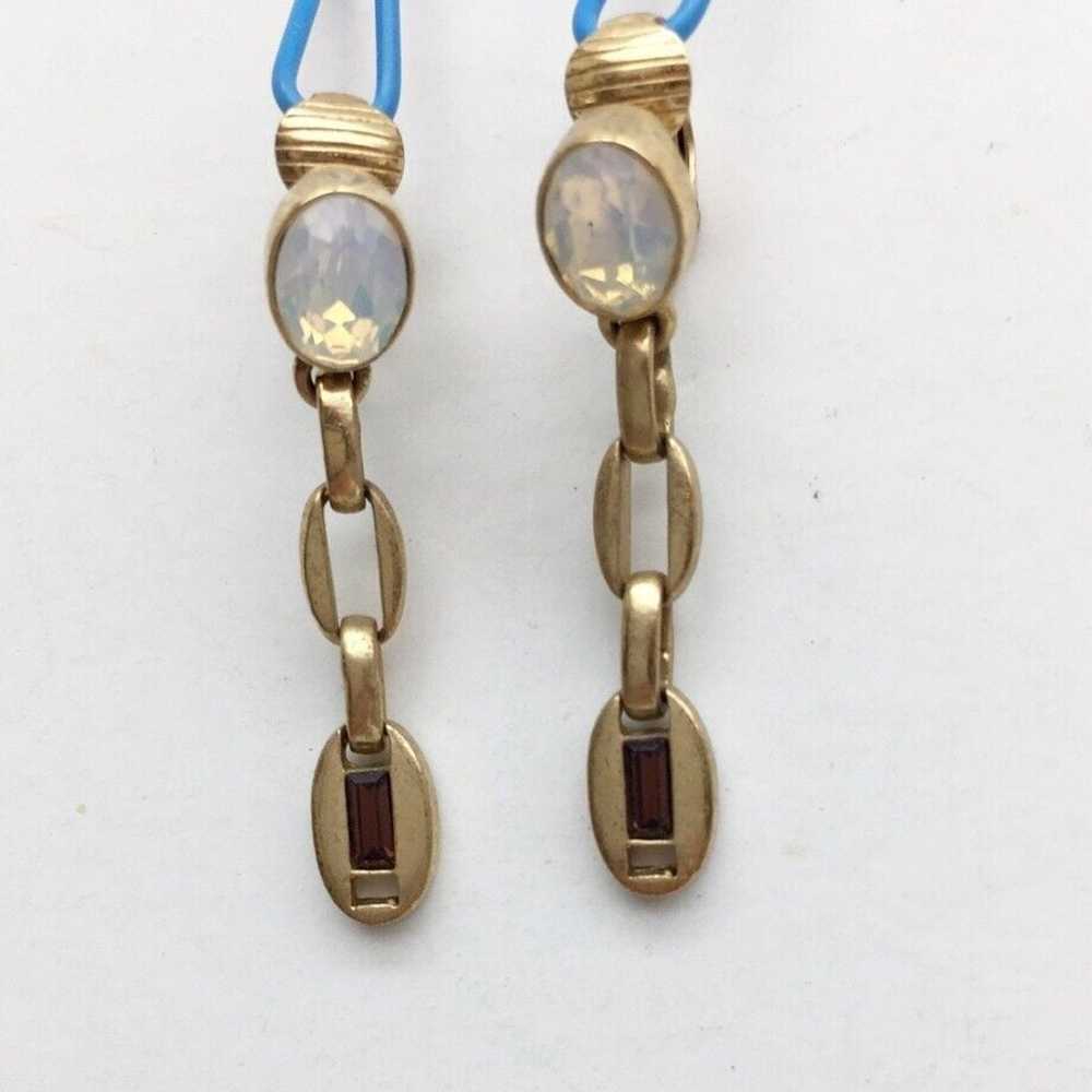 Vintage Givenchy Gold Tone Earrings Faux Opal Sto… - image 2