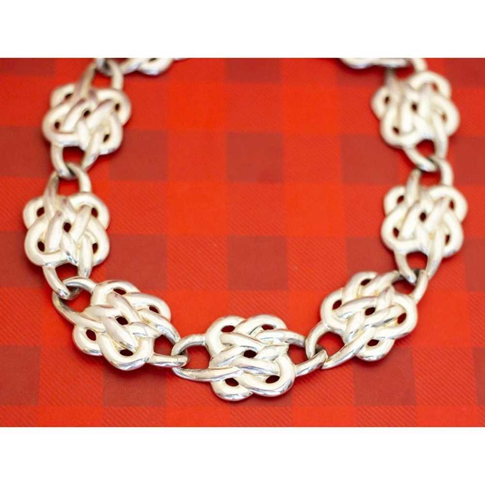 Vintage Silver Tone Celtic Choker Bib Necklace 18… - image 1