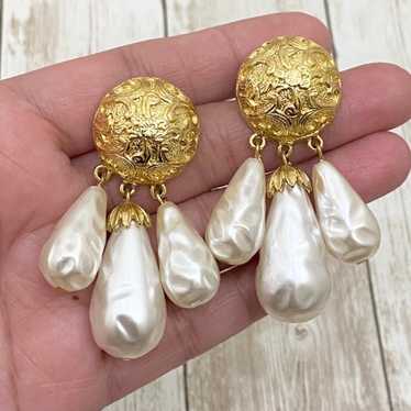 Vintage Faux Pearl Teardrop Earrings