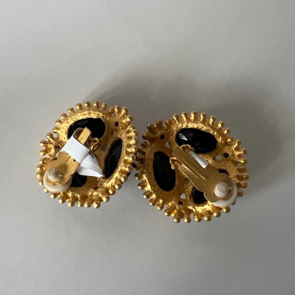 Vintage gold with black stone clip ons - image 3