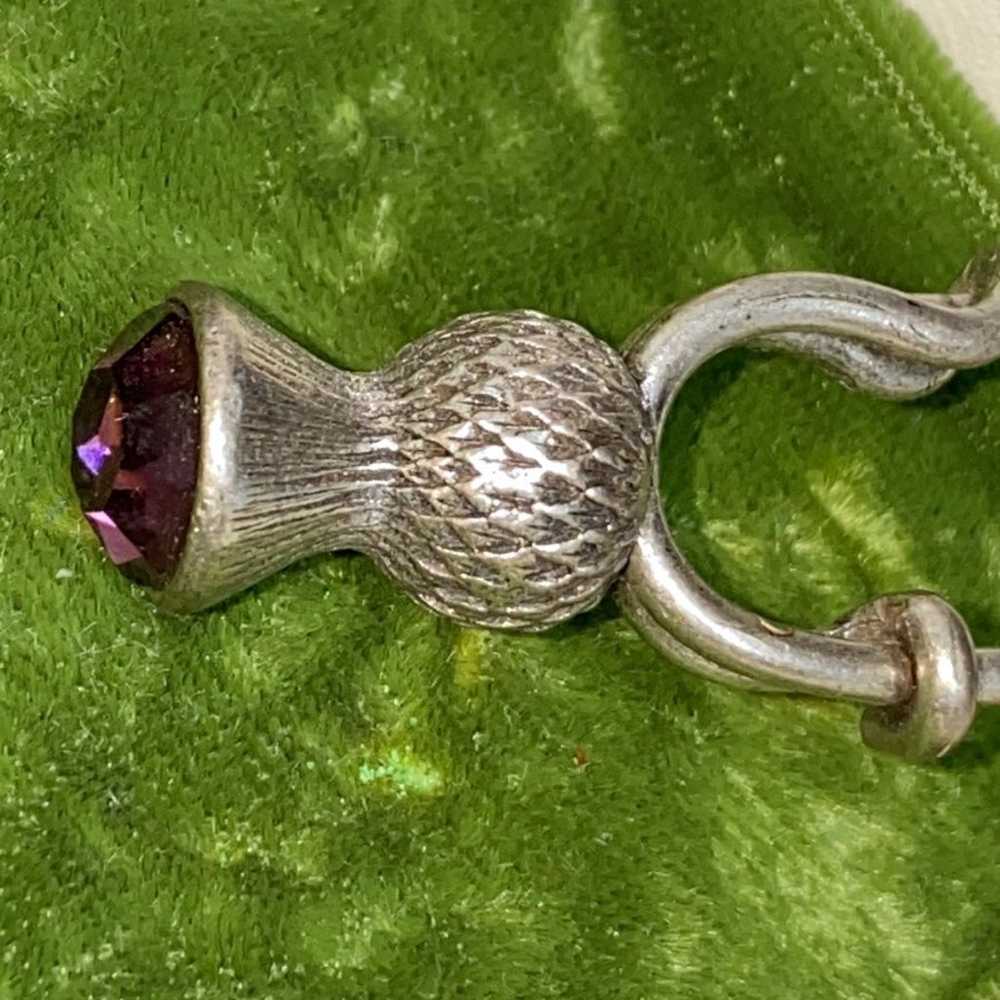 Long Pin Purple Stone Vintage Silver Tone - image 3