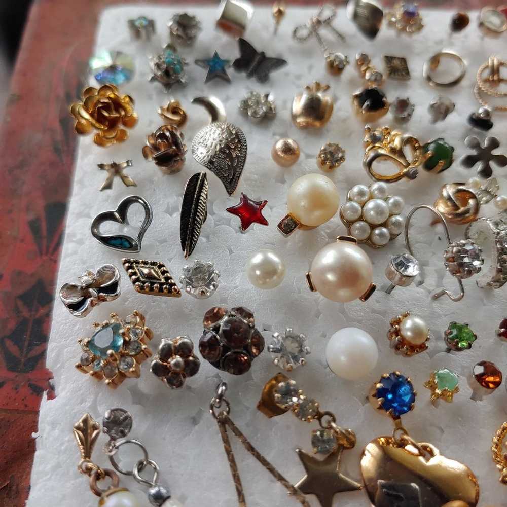 Single stud earring jewelry lot 92 pcs - image 12