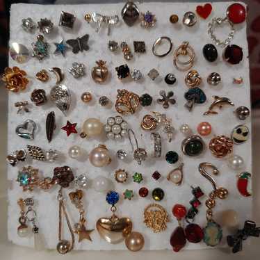 Single stud earring jewelry lot 92 pcs - image 1