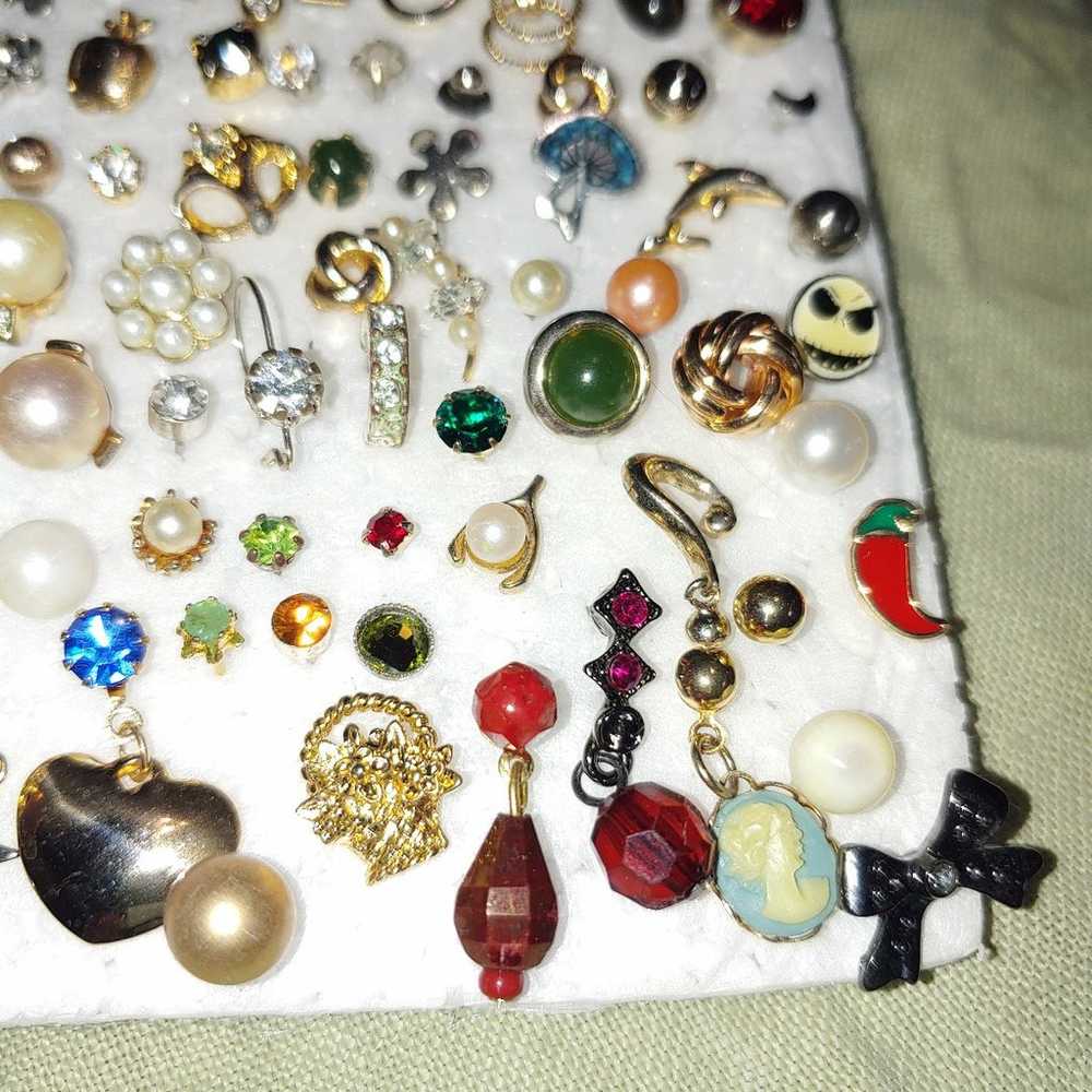 Single stud earring jewelry lot 92 pcs - image 4