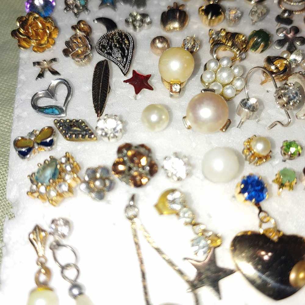 Single stud earring jewelry lot 92 pcs - image 5