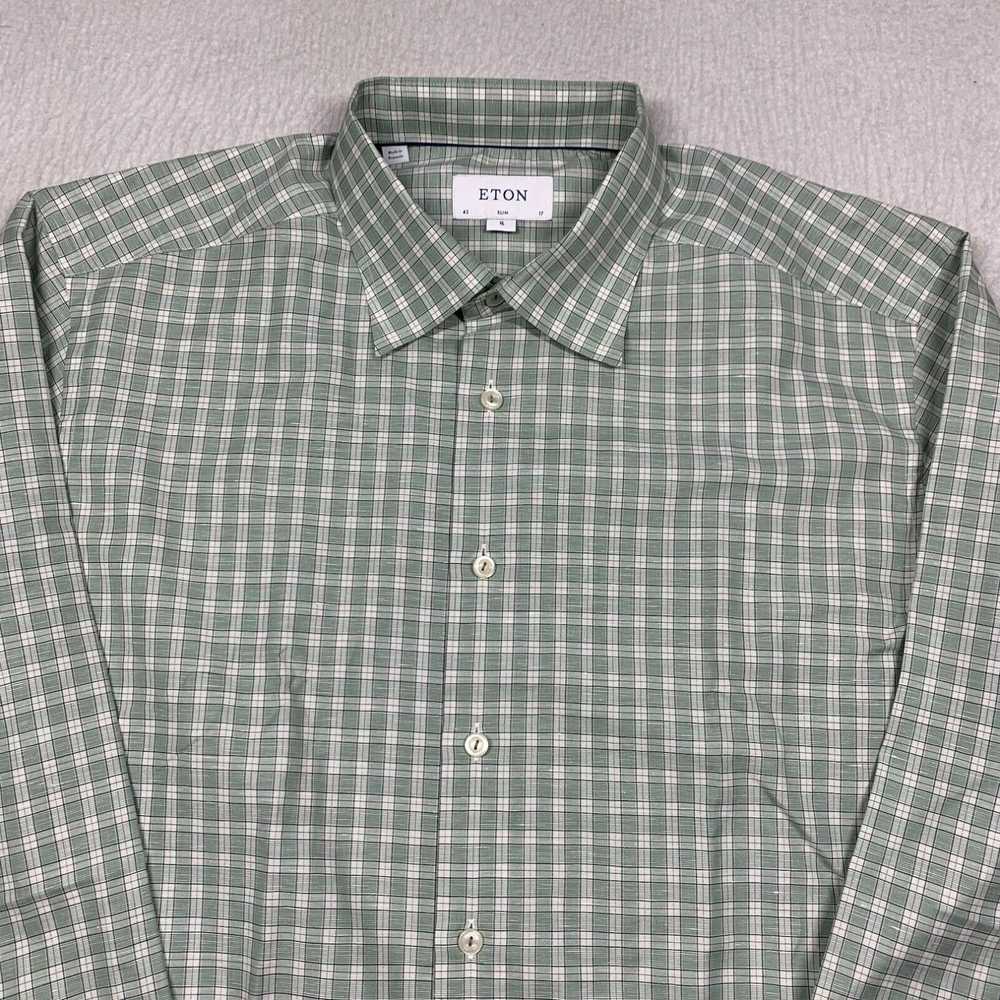 Eton ETON Shirt Slim Fit Mens XL Green Plaid Butt… - image 2