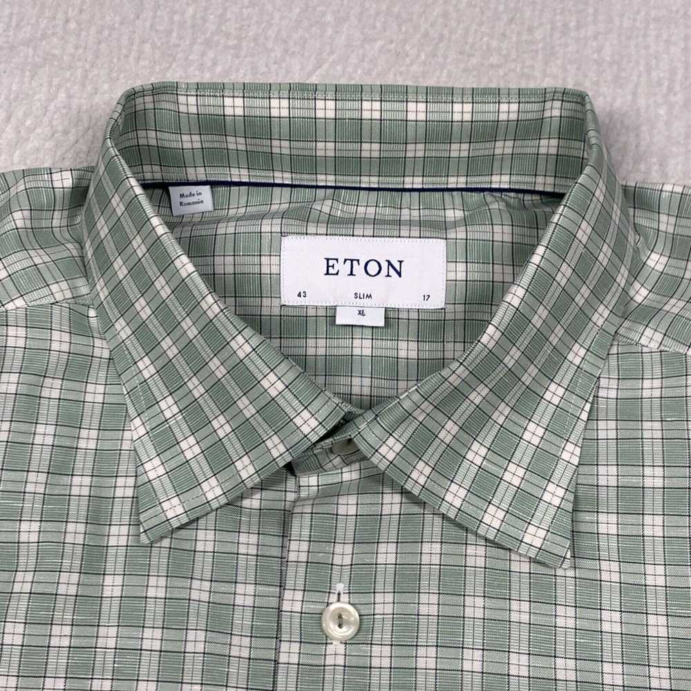 Eton ETON Shirt Slim Fit Mens XL Green Plaid Butt… - image 3