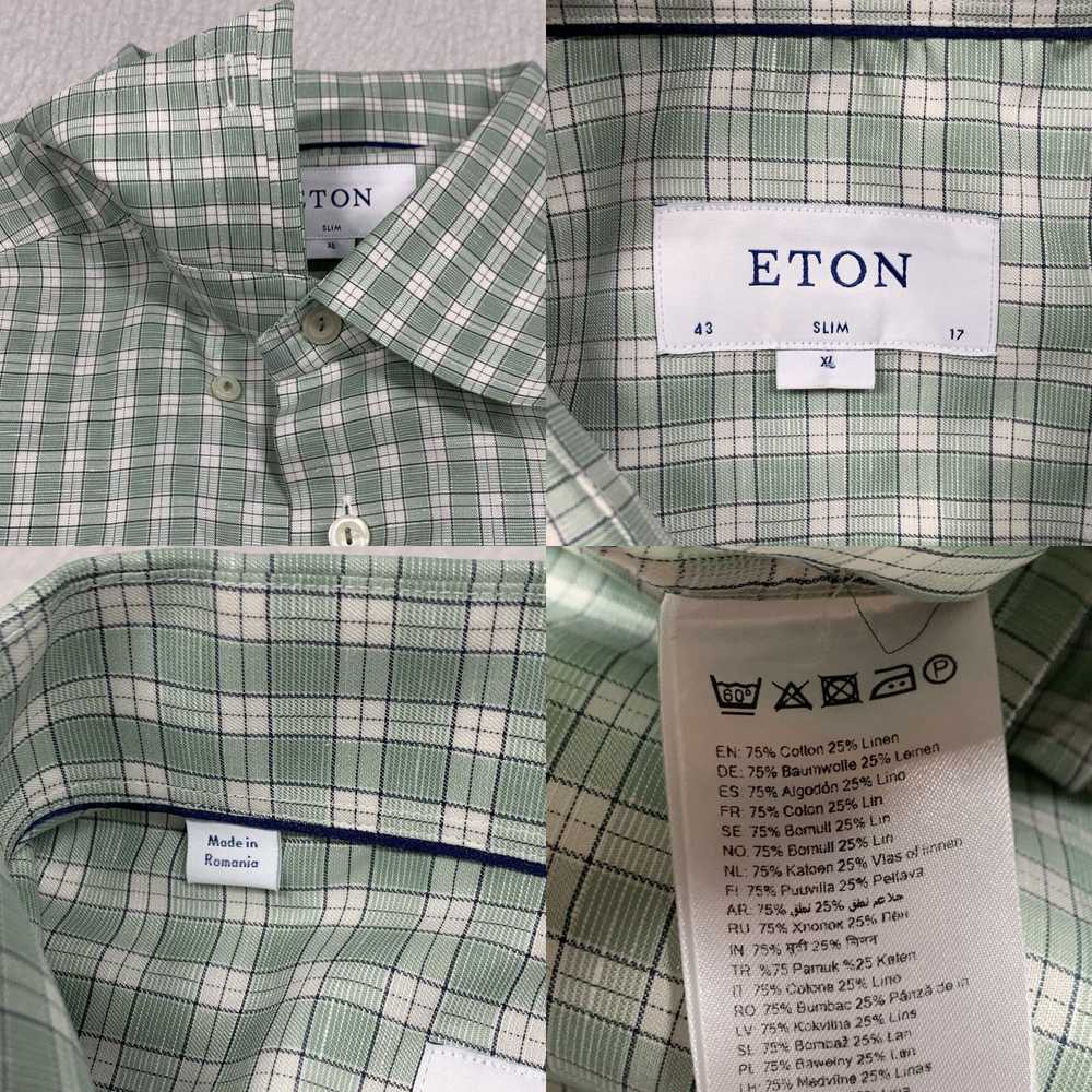 Eton ETON Shirt Slim Fit Mens XL Green Plaid Butt… - image 4