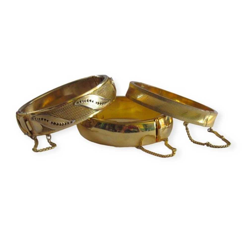 Bracelet Lot Vintage Gold Tone Hinge - image 2