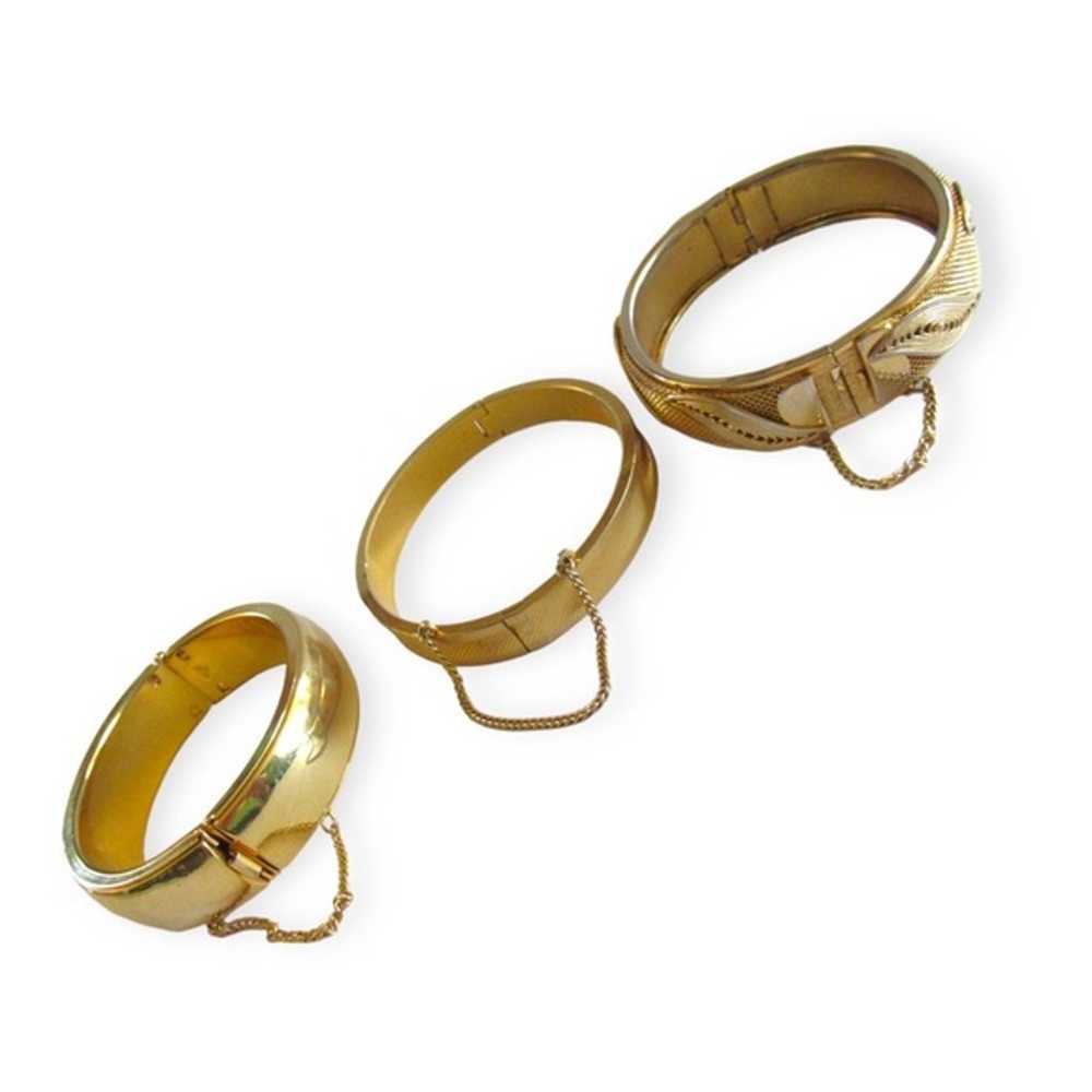 Bracelet Lot Vintage Gold Tone Hinge - image 4