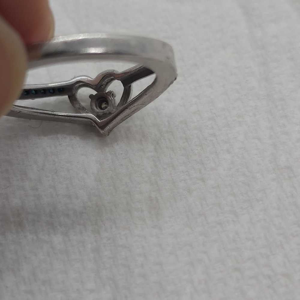 Vintage Sterling Silver Heart Diamond Ring - image 12