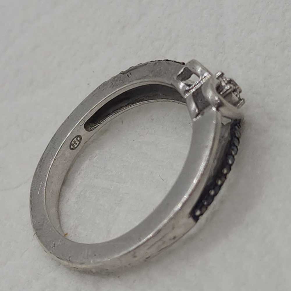 Vintage Sterling Silver Heart Diamond Ring - image 7