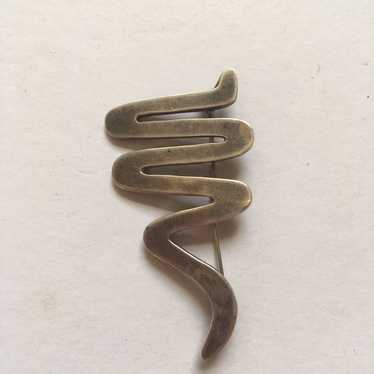 Vintage Zig Zag Swirl Large 925 Sterling silver B… - image 1