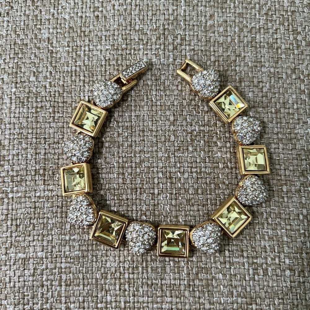 Vintage Swarovski Crystal Tennis Bracelet Gold To… - image 2