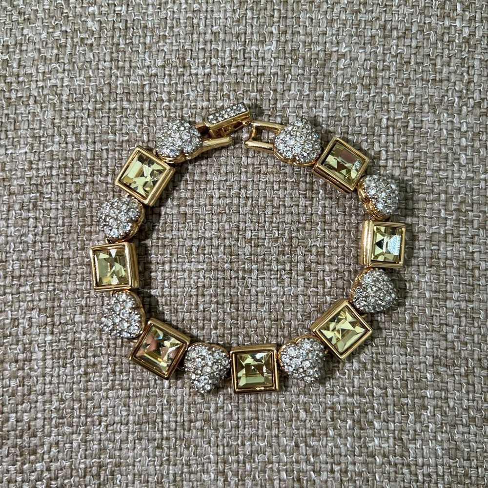 Vintage Swarovski Crystal Tennis Bracelet Gold To… - image 3