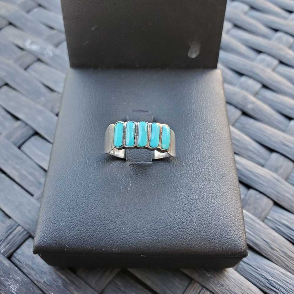 Sterling Silver Vintage Turquoise Ring - image 1