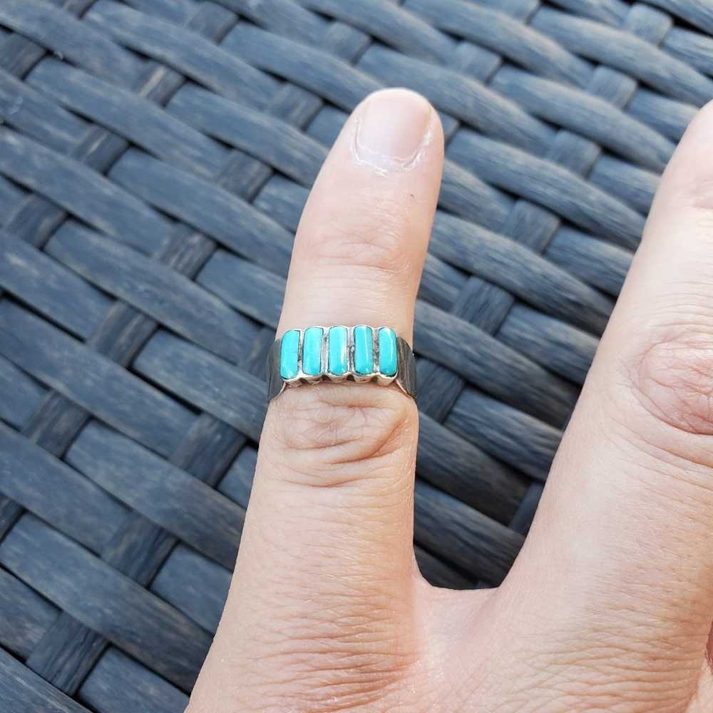 Sterling Silver Vintage Turquoise Ring - image 5