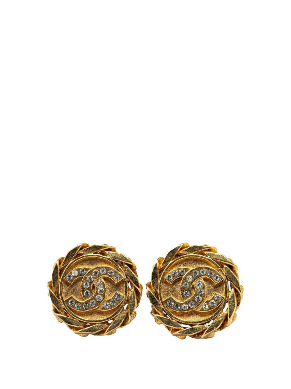 CHANEL Pre-Owned 1980-1990 Gold Plated CC Rhinest… - image 1