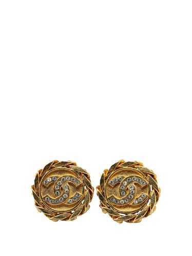 CHANEL Pre-Owned 1980-1990 Gold Plated CC Rhinest… - image 1