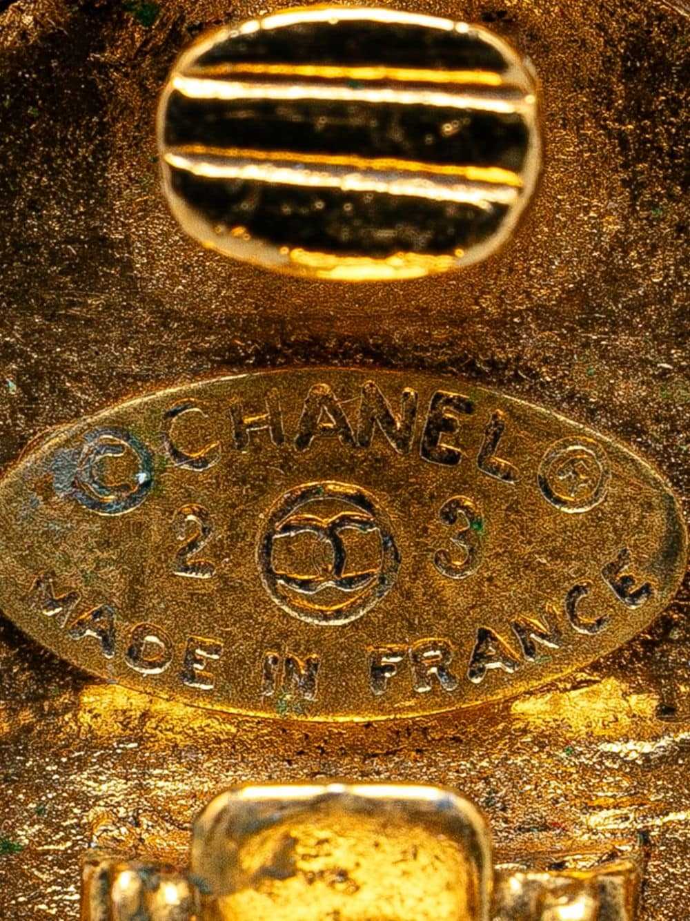 CHANEL Pre-Owned 1980-1990 Gold Plated CC Rhinest… - image 2