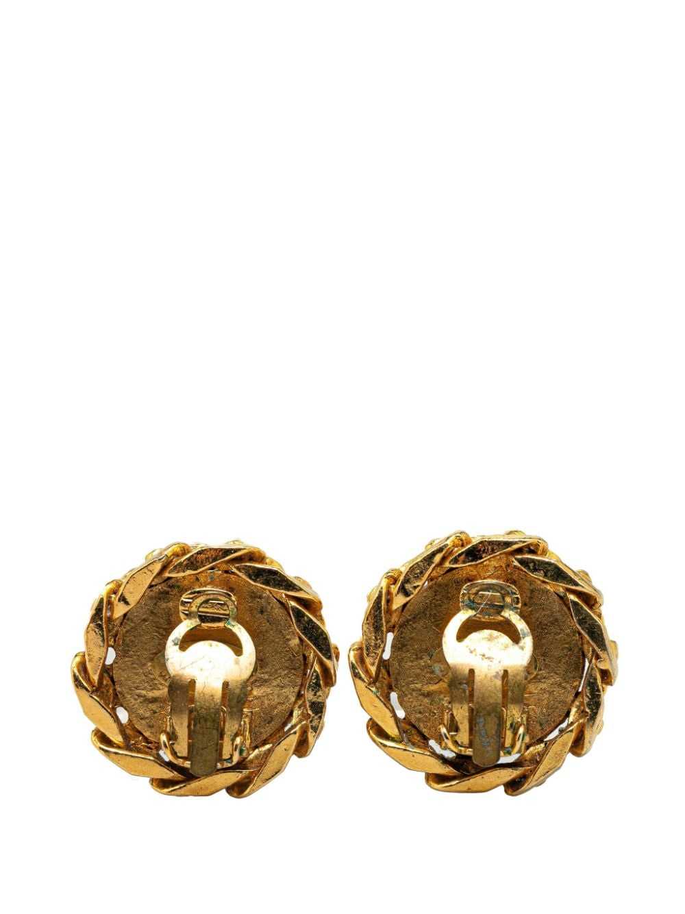 CHANEL Pre-Owned 1980-1990 Gold Plated CC Rhinest… - image 3