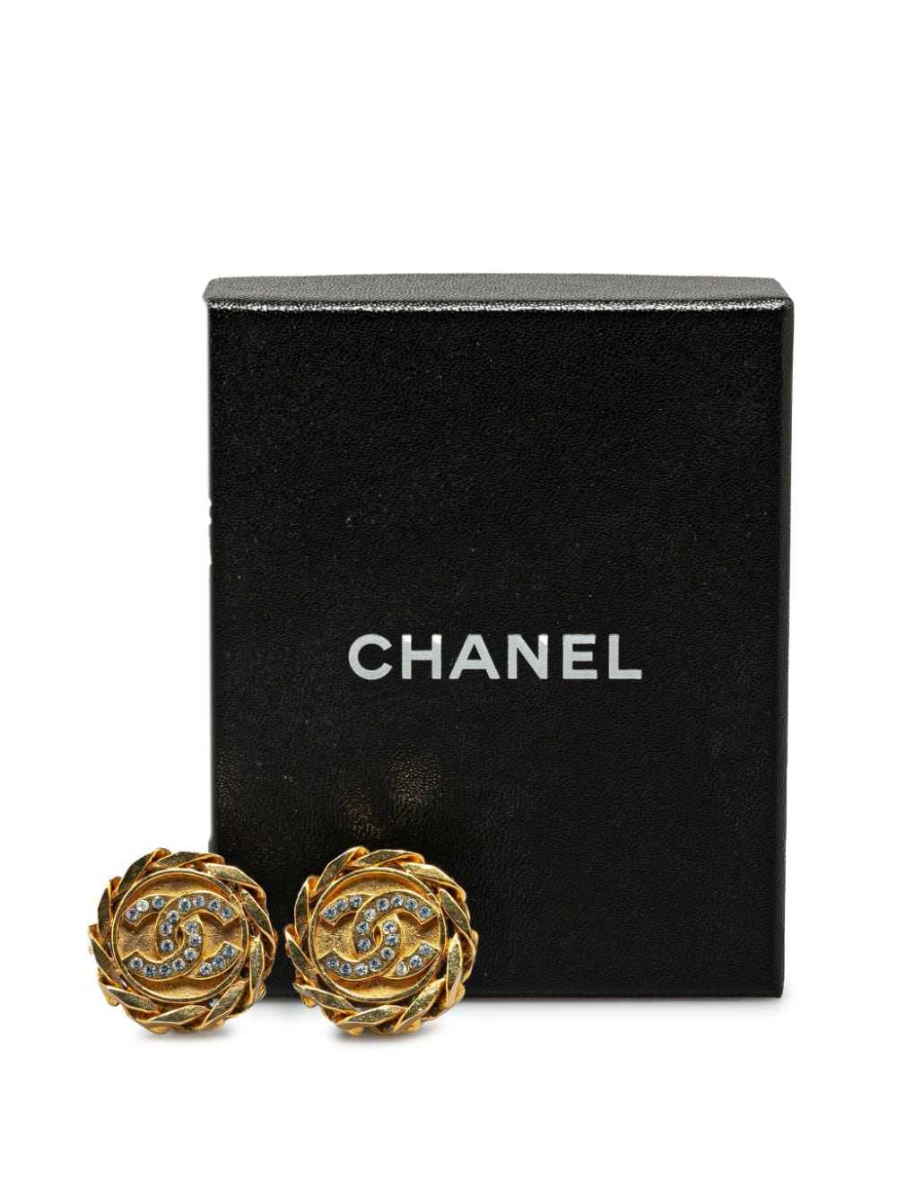 CHANEL Pre-Owned 1980-1990 Gold Plated CC Rhinest… - image 4