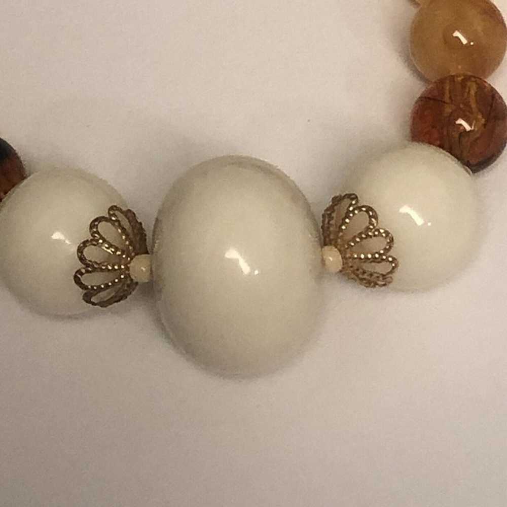 VTG Estate Statement Necklace 46" White Amber But… - image 11