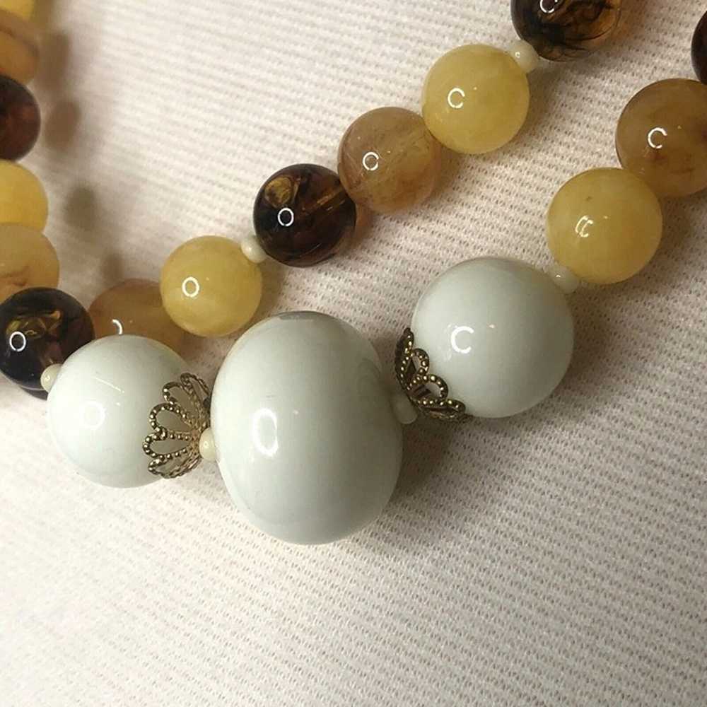 VTG Estate Statement Necklace 46" White Amber But… - image 8