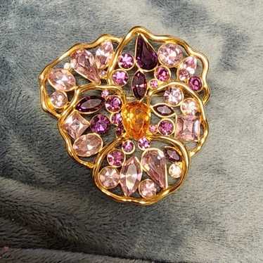 Nolan Miller Vintage Brooch Gold tone. Rhinestone… - image 1