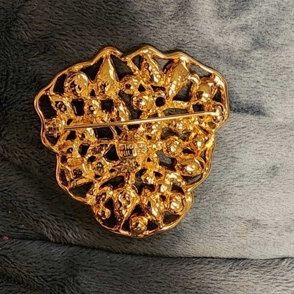 Nolan Miller Vintage Brooch Gold tone. Rhinestone… - image 2