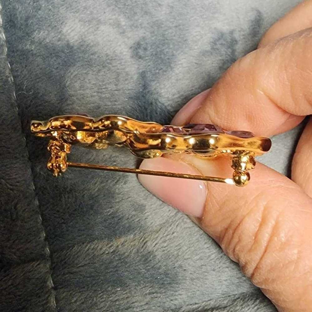 Nolan Miller Vintage Brooch Gold tone. Rhinestone… - image 5