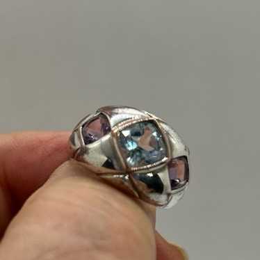 Sterling Silver Amethyst & Blue Topaz Ring 925 Si… - image 1