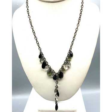 Vintage Carolee Gunmetal Necklace with Teardrop L… - image 1