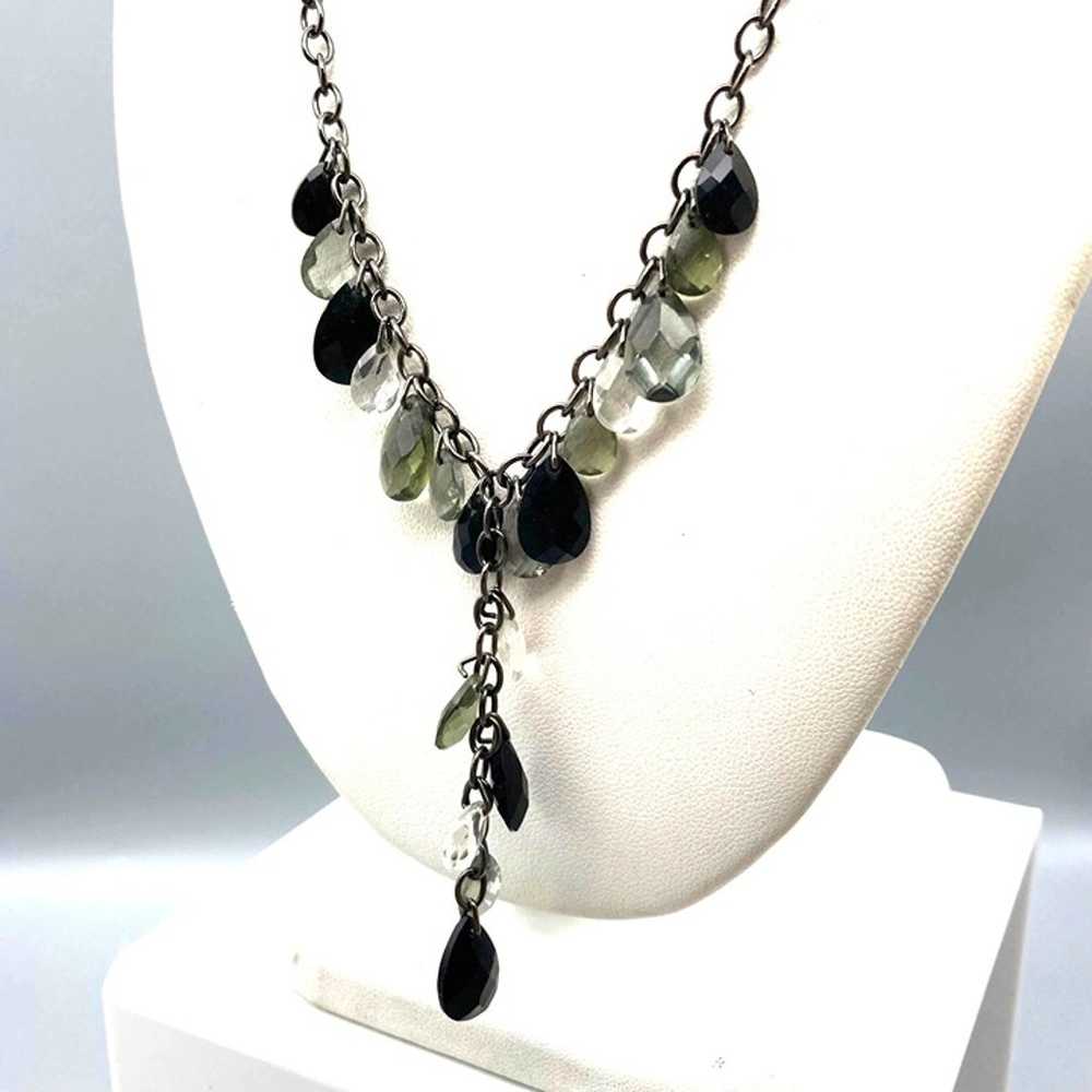 Vintage Carolee Gunmetal Necklace with Teardrop L… - image 3