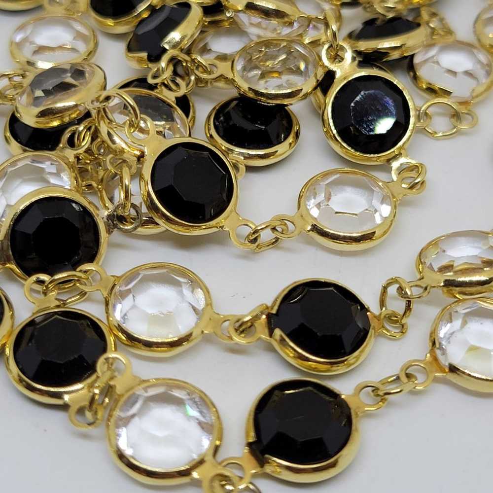 Vintage Swarovski Gold Tone Bazel Set Black & Cle… - image 2