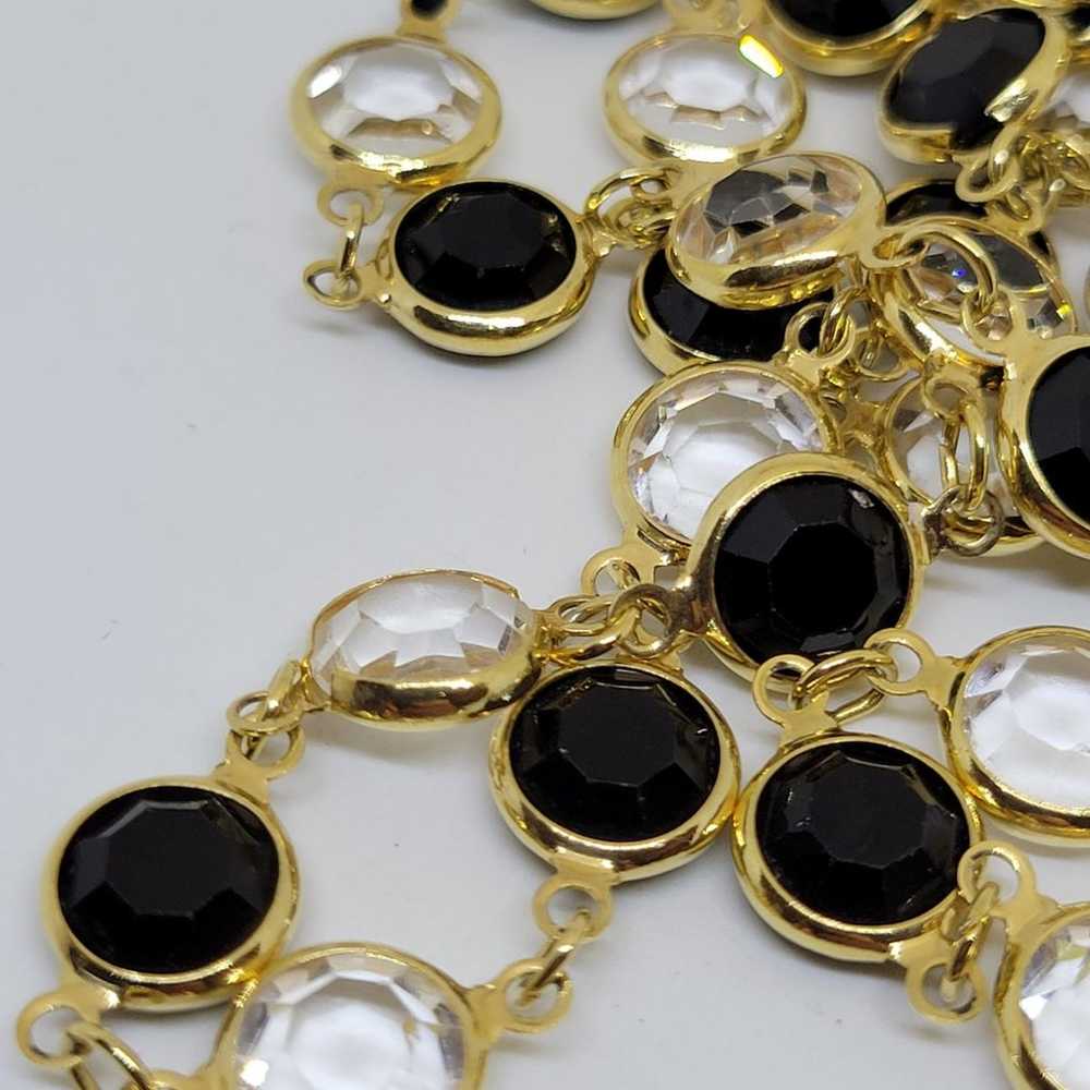 Vintage Swarovski Gold Tone Bazel Set Black & Cle… - image 3