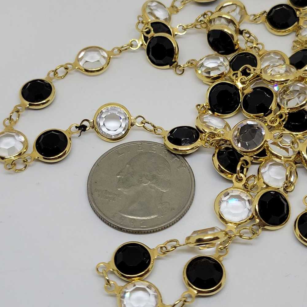 Vintage Swarovski Gold Tone Bazel Set Black & Cle… - image 4