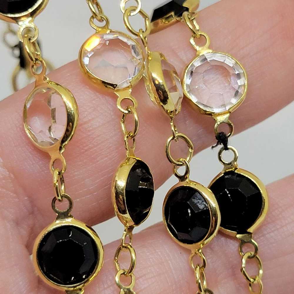 Vintage Swarovski Gold Tone Bazel Set Black & Cle… - image 6