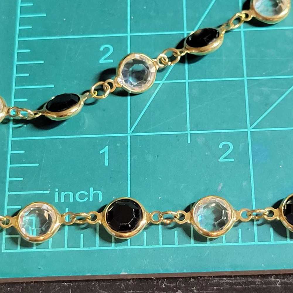 Vintage Swarovski Gold Tone Bazel Set Black & Cle… - image 8