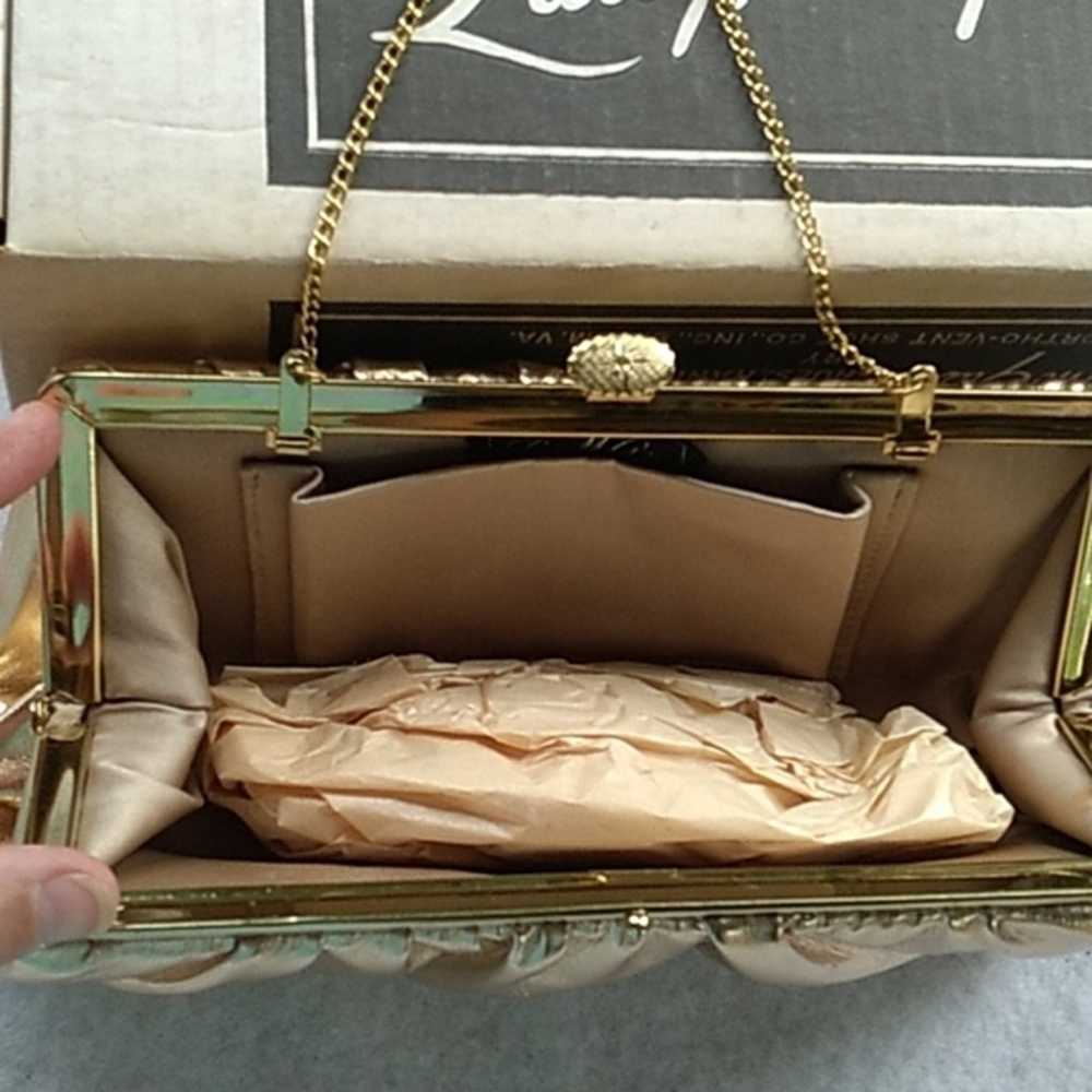 Vintage 1960s Lady Mcguire gold hand bag wedding … - image 5