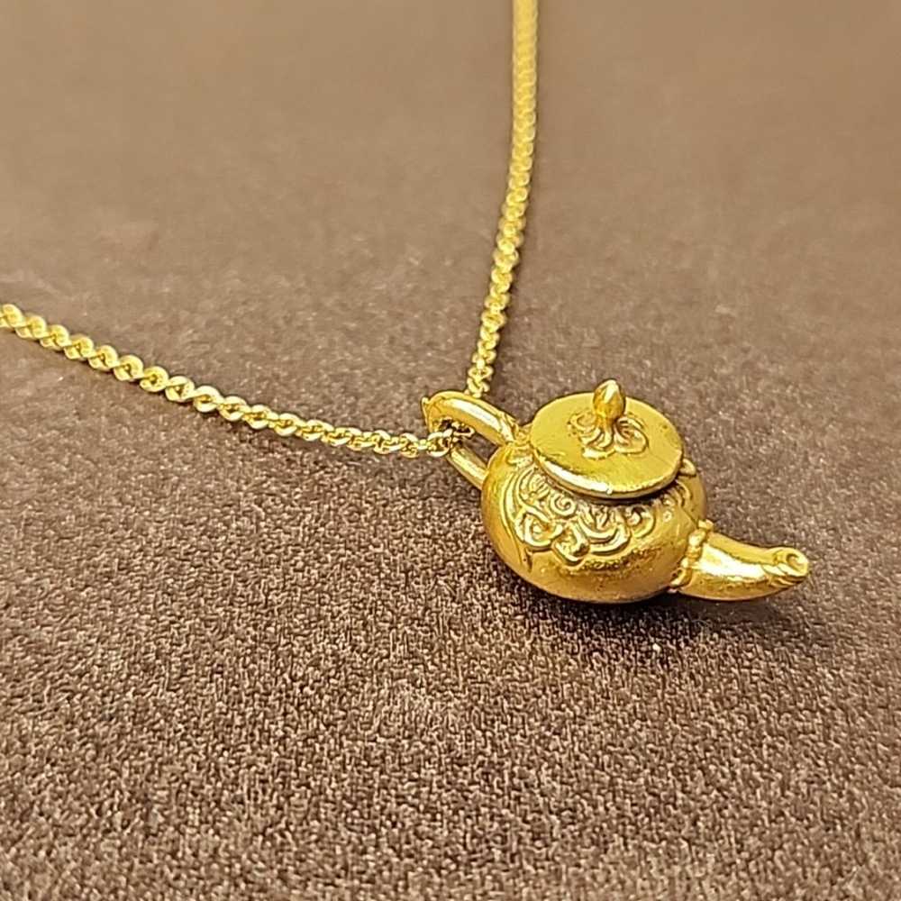 VINTAGE MMA CFA GOLD TONE GENIE LAMP NECKLACE - image 1