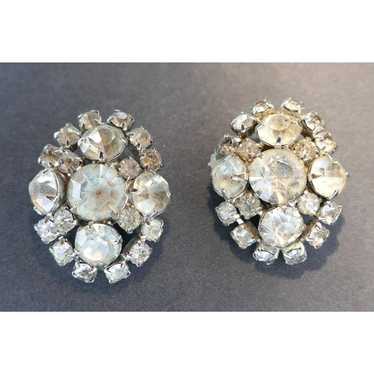 Big Crystal Rhinestone Vintage Clip On Earrings - image 1