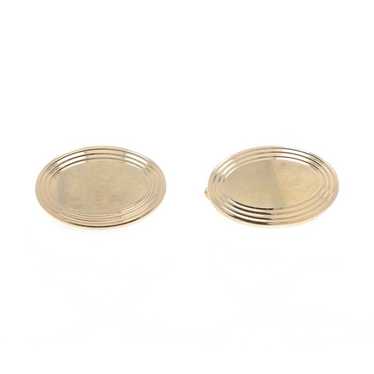 Gold Filled Vintage Men's Oval Cufflinks - Ribbed… - image 1