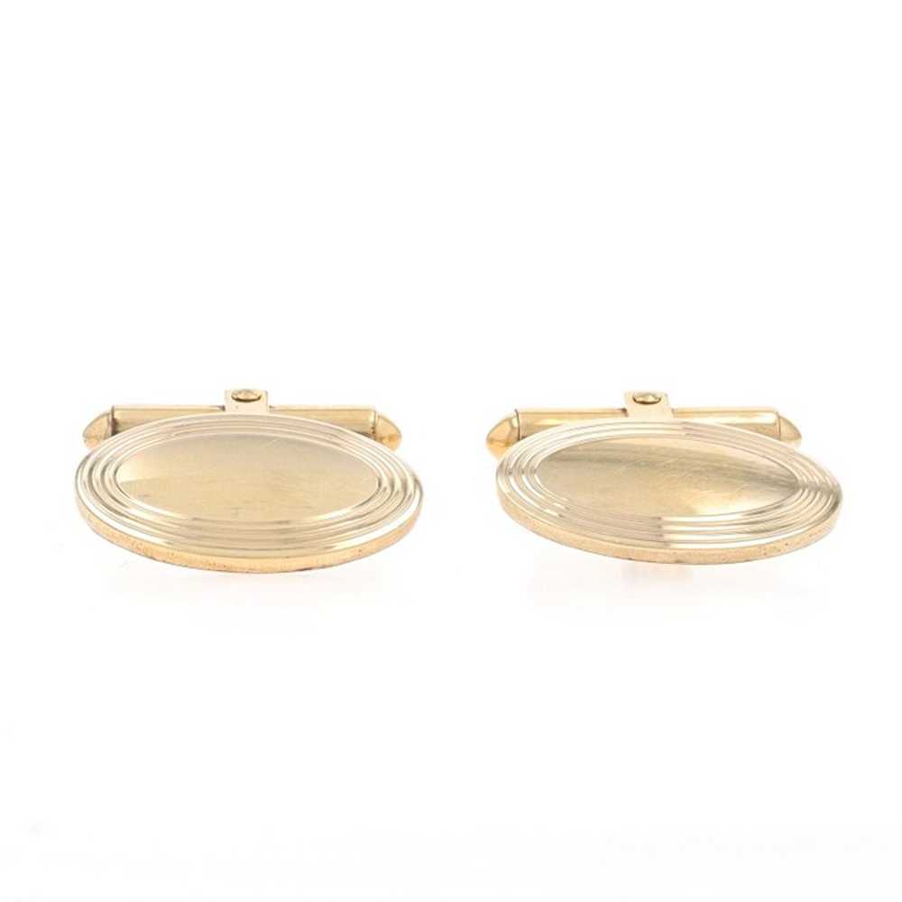 Gold Filled Vintage Men's Oval Cufflinks - Ribbed… - image 2