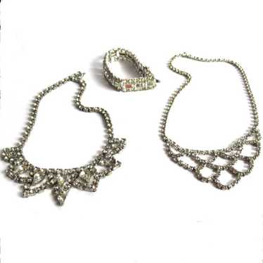 Rhinestone Bracelet And Necklace Lot Vintage - image 1