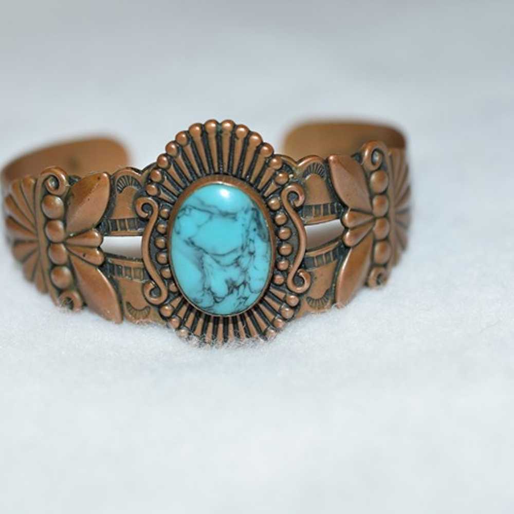 Vintage Solid Copper Stamped Native American West… - image 2