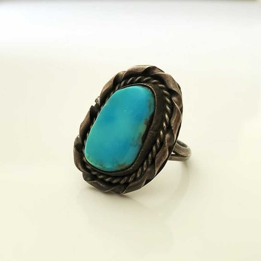 Vintage Turquoise Sterling Silver Ring - image 2