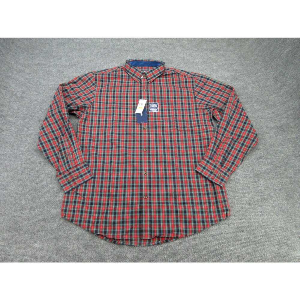 Izod Izod Shirt Mens Medium Red Tartan Plaid Long… - image 1