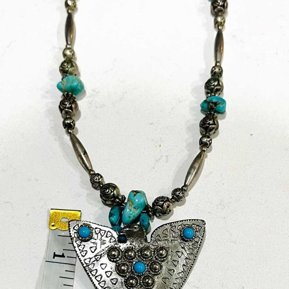 Vintage Native American Statement Silver Turquois… - image 6