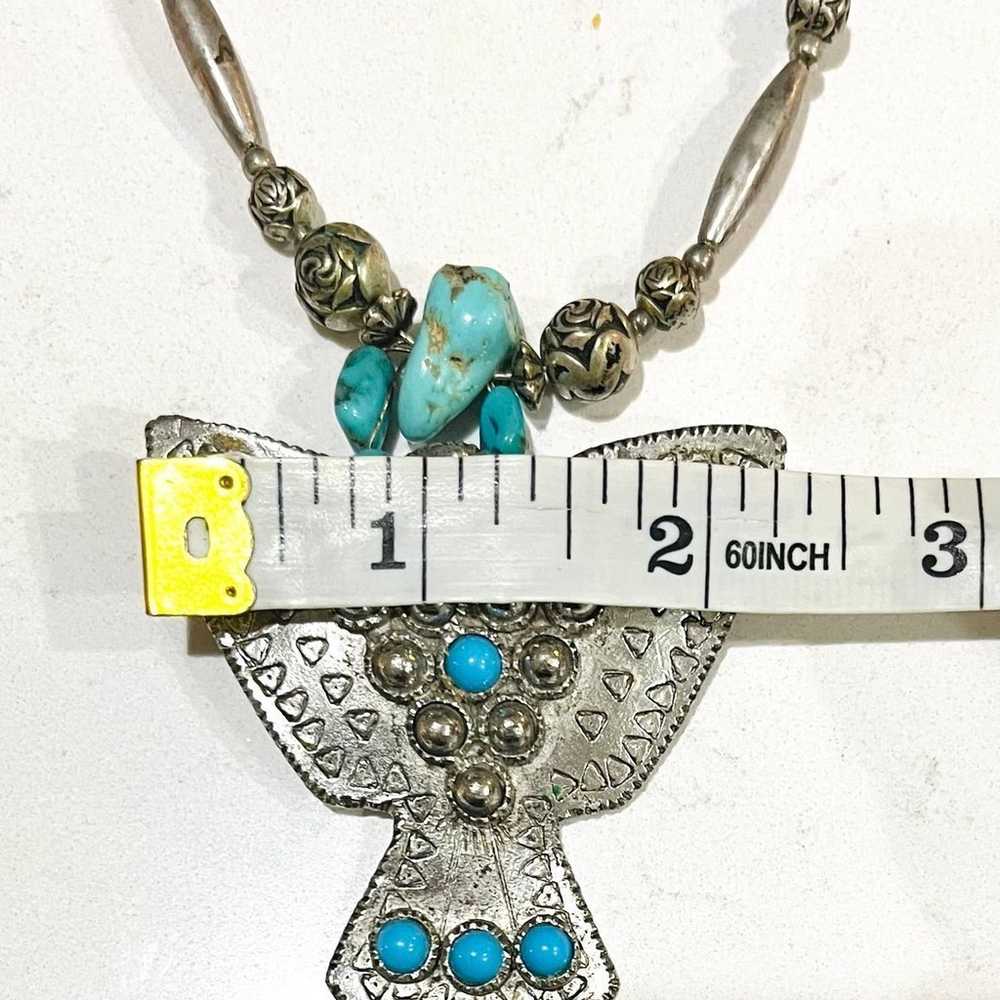 Vintage Native American Statement Silver Turquois… - image 7